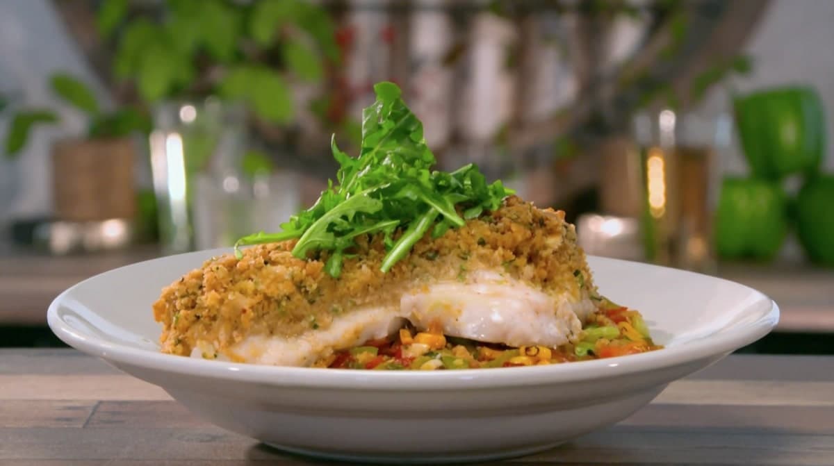 Blackened Grouper on a white plate